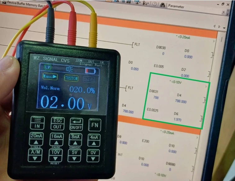 แรงดันไฟฟ้าที่ 2V — การใช้งาน Analog Input และ Analog Output ใน PLC