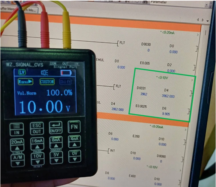 แรงดันไฟฟ้าที่ 10V — การใช้งาน Analog Input และ Analog Output ใน PLC