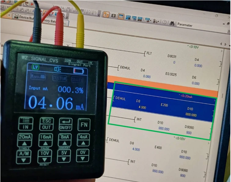 กระแสไฟฟ้าที่ 4mA — การใช้งาน Analog Input และ Analog Output ใน PLC