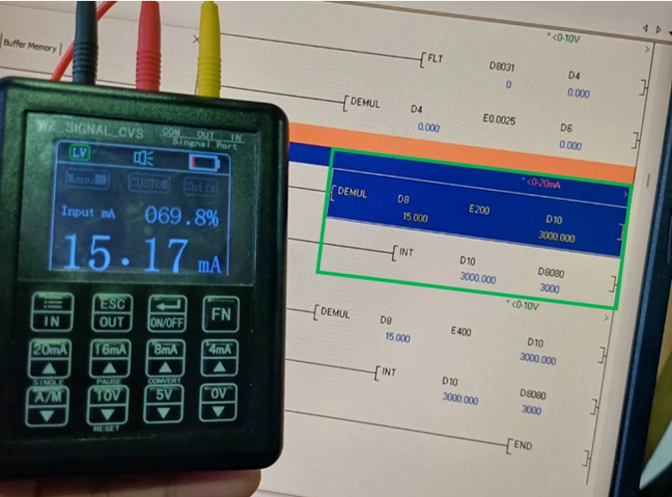 กระแสไฟฟ้าที่ 15mA — การใช้งาน Analog Input และ Analog Output ใน PLC