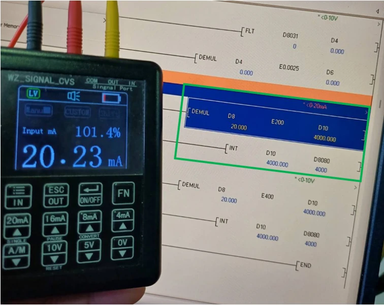 กระแสไฟฟ้าที่ 20mA — การใช้งาน Analog Input และ Analog Output ใน PLC