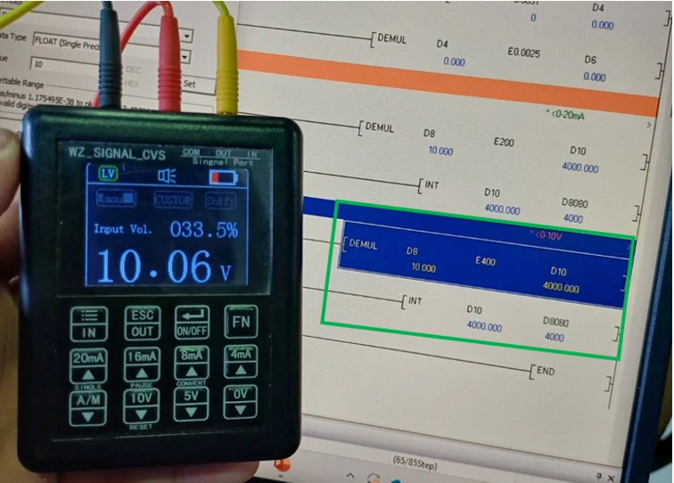 แรงดันไฟฟ้าที่ 10V — การใช้งาน Analog Input และ Analog Output ใน PLC