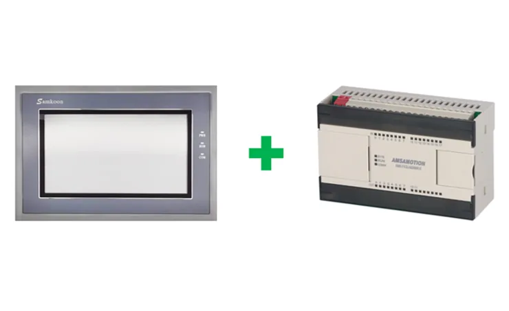 HMI touch panel connected to a PLC